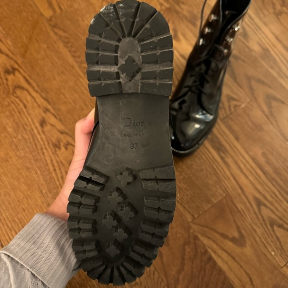 Dior Rebelle Patent Crystal Lace Up Combat Boots - Picture 5 of 9